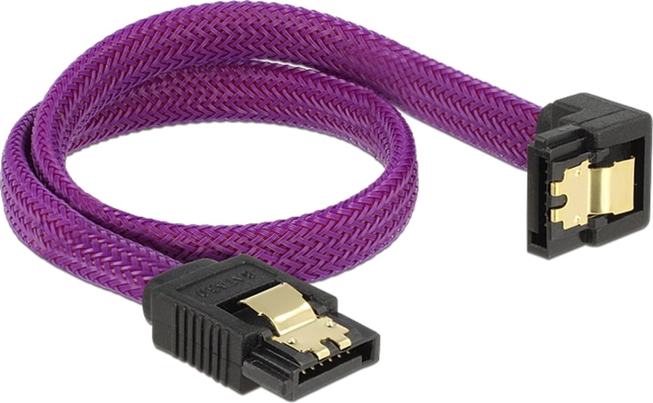 Кабель кутовий Delock SATA - SATA M/M 0.5 м Purple (4043619836963) - зображення 1