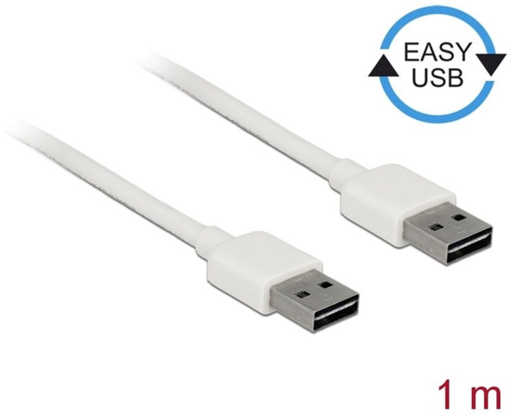 Кабель Delock USB Type-A - USB Type-A M/M 1 м White (4043619851935) - зображення 1