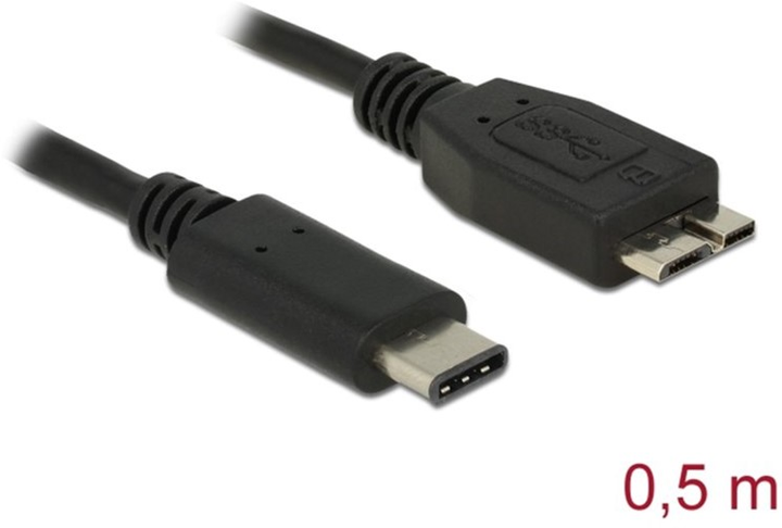 Кабель Delock USB Type-C - micro-USB M/M 0.5 м Black (4043619836765) - зображення 1
