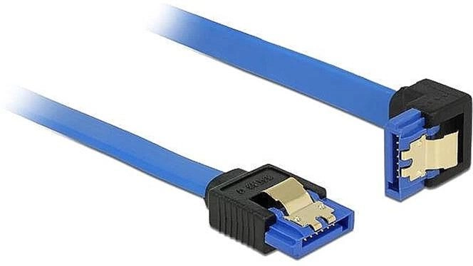 Kabel kątowy Delock SATA - SATA F/F 0.7 m Blue (4043619850921) - obraz 1
