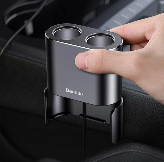 Автомобільний зарядний пристрій Baseus High Efficiency One to Two Cigarette Lighter Black (CRDYQ-01) - зображення 4