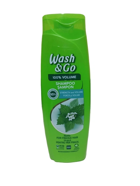 Шампунь з екстрактом кропиви для ламкого волосся Wash & Go 400ml - Фото 1 Шампунь з екстрактом кропиви для ламкого волосся Wash & Go 400ml - изображение 1