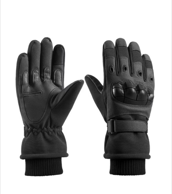 Зимние Мужские Армейские Тактические Перчатки с Ударными Вставками Черные ХL - изображение 2