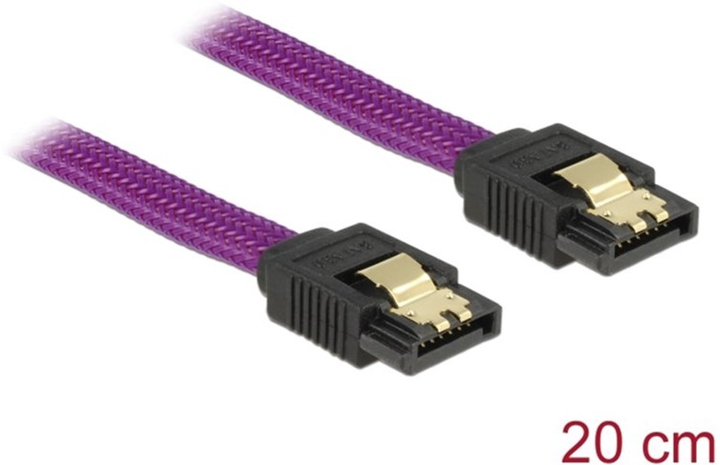 Kabel Delock SATA III M/M 0.2 m Purple (4043619836895) - obraz 1