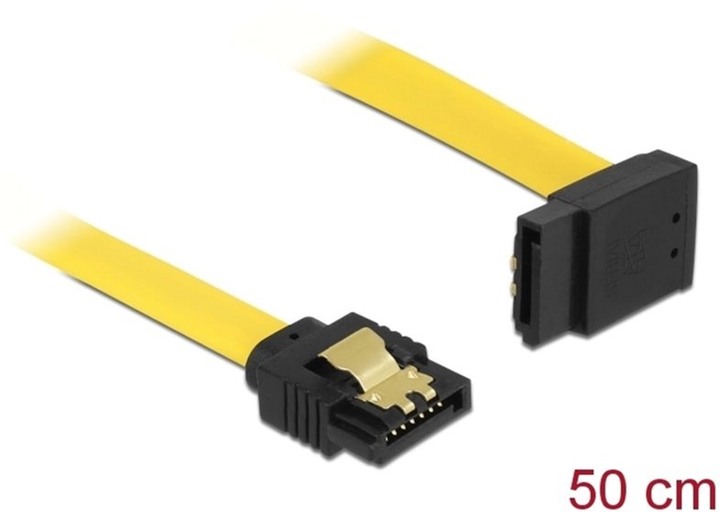 Kabel kątowy Delock SATA III M/M 0.5 m Yellow (4043619828104) - obraz 1
