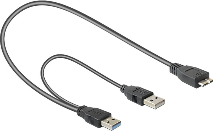 Кабель Delock 2 x USB Type-A - micro-USB M/M 0.6 м Black (4043619829095) - зображення 1