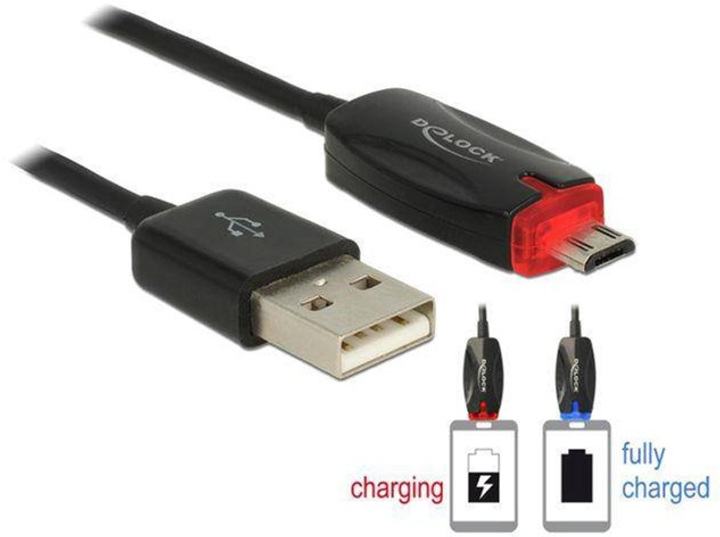 Kabel Delock USB Type-A - micro-USB M/M 1 m black (4043619835737) - obraz 1