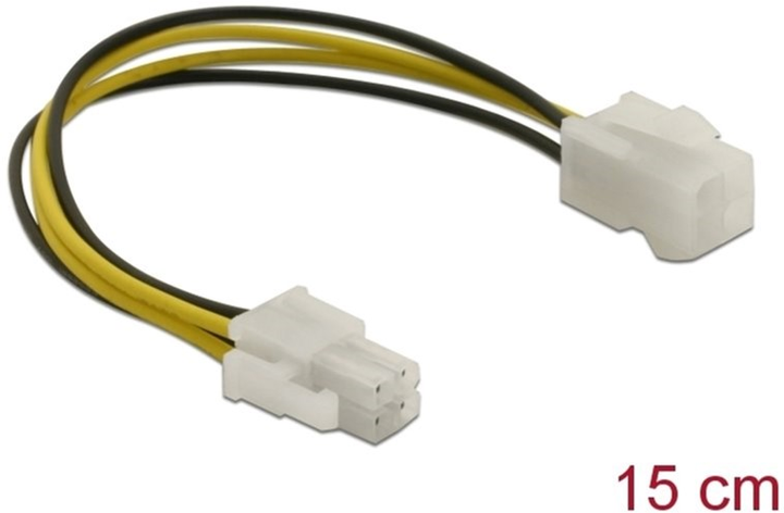 Kabel zasilający Delock P4 - P4 M/F 0.15 m Black/Yellow (4043619824281) - obraz 1