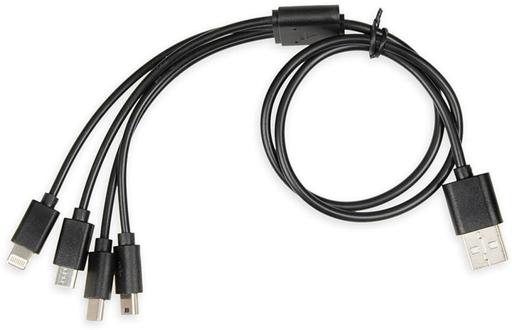 Кабель iBOX USB Type-A - 2 x micro-USB + Lightning + USB Type-C M/M 0.6 м Black (5901443053743) - зображення 1