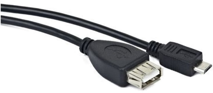 Kabel Lanberg USB Type-A - micro-USB M/F 0.15 m Black (5901969429701) - obraz 1