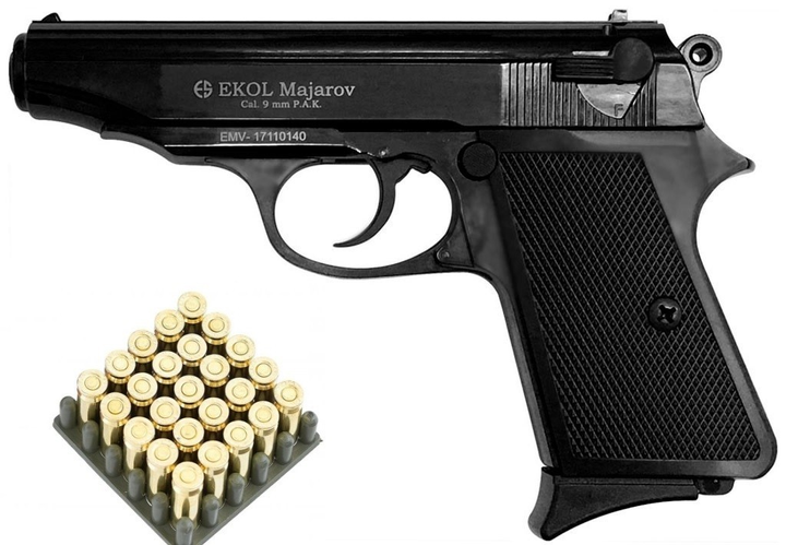 Стартовый шумовой пистолет Ekol Majarov Black + 20 холостых патронов (9 mm) - изображение 1