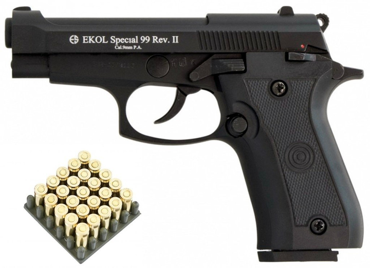 Стартовый шумовой пистолет Ekol Special 99 Rev-2 + 20 холостых патронов (9 mm) - изображение 1