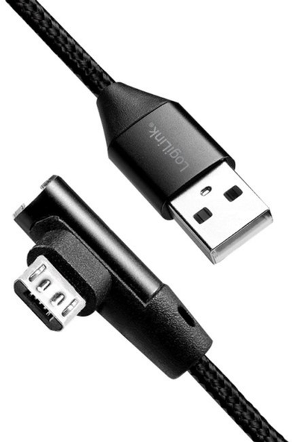 Кабель кутовий LogiLink USB Type-A - micro-USB M/M 0.3 м Black (4052792052688) - зображення 1