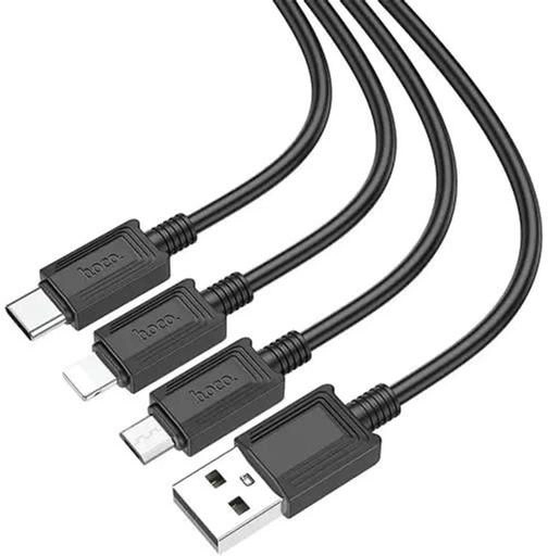 Kabel Msonic 3 w 1 micro-USB - USB Type-C - Lightning 1 m Black (4718308535730) - obraz 1