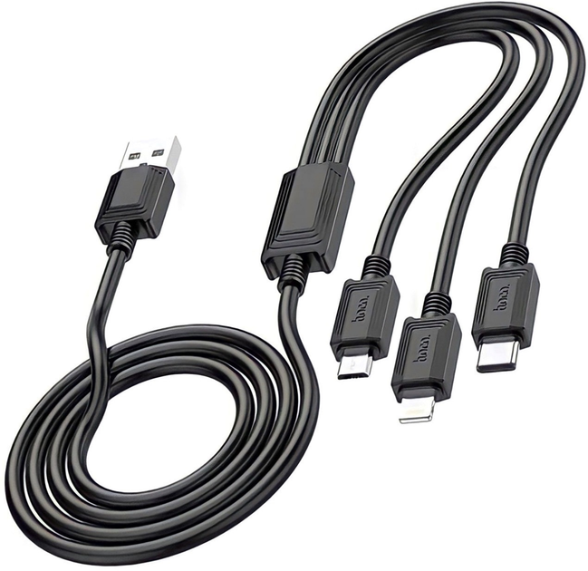 Kabel Msonic 3 w 1 micro-USB - USB Type-C - Lightning 1 m Black (4718308535730) - obraz 2