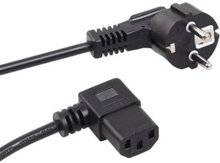 Kabel zasilający kątowy Maclean IEC-C13 - Schuko 1.5 m Black (5902211102434) - obraz 1