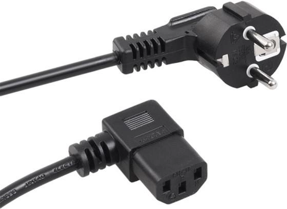 Kabel zasilający kątowy Maclean IEC-C13 - Schuko 3 m Black (5902211102441) - obraz 1