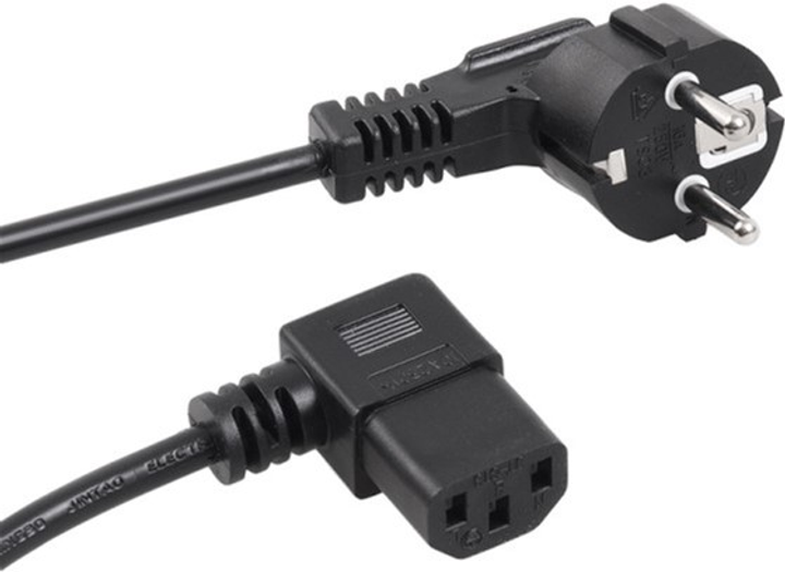 Kabel zasilający kątowy Maclean IEC-C13 - Schuko 3 m Black (5902211102441) - obraz 1