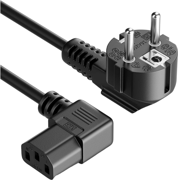 Kabel zasilający kątowy Manhattan CEE7/7 - IEC-C13 2 m Black (766623308717) - obraz 1