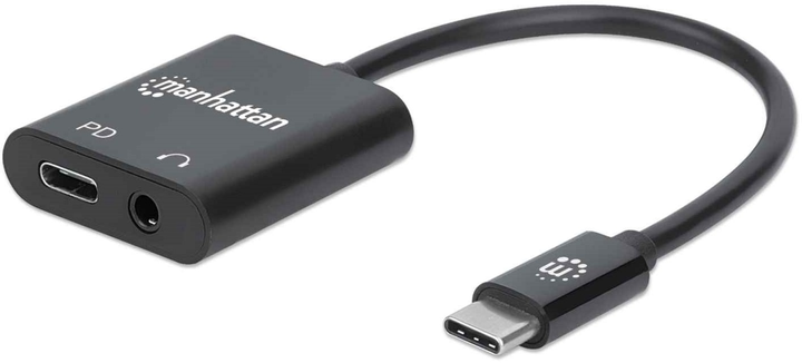Кабель адаптер Manhattan USB Type-C - miniJack 3.5 мм M/M 3.5 м Black (766623153355) - зображення 1