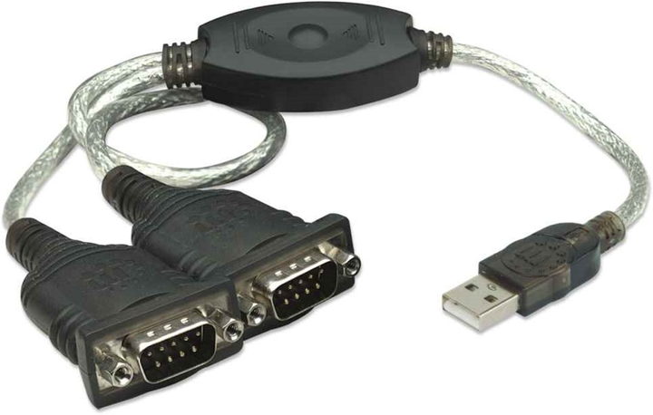 Кабель адаптер Manhattan USB Type-A - 2 x RS232 0.45 м Black (766623174947) - зображення 1