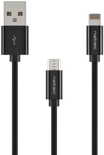 Kabel Natec USB Type-A - Lightning + micro-USB M/M 1 m Black (5901969411737) - obraz 1