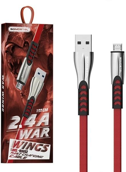 Kabel Somostel USB Type-A - micro-USB 2A 1 m Red (5902012967805) - obraz 2