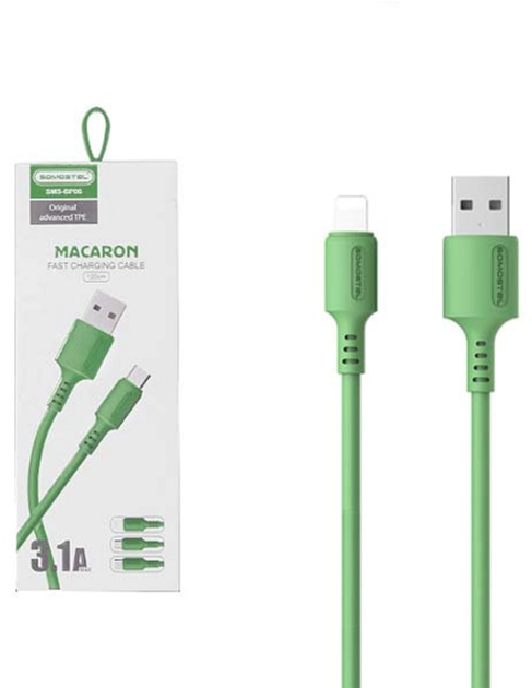 Kabel Somostel USB Type-A - Lightning 3.1A 1.2 m Green (5902012968840) - obraz 2
