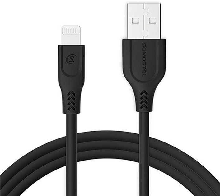 Kabel Somostel USB Type-A - Lightning 3.1A 3 m Black (5902012967539) - obraz 1