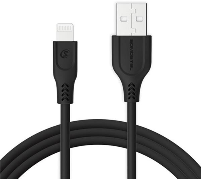 Kabel Somostel USB Type-A - Lightning 3.1A 1 m Black (5902012966846) - obraz 1