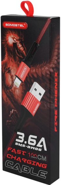 Kabel Somostel USB Type-A - Lightning 3.6A 1 m Red (5902012967515) - obraz 2
