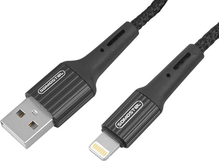 Kabel Somostel USB Type-A - Lightning 3.6A 1 m Black (5902012966761) - obraz 1