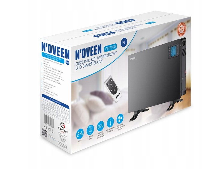 Конвекторный обогреватель черный Noveen 2000W - изображение 2