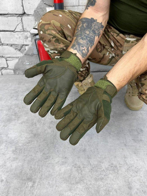 Тактические перчатки оливковые зимние с сенсорными пальцами на плюше ВТ6580 - изображение 2