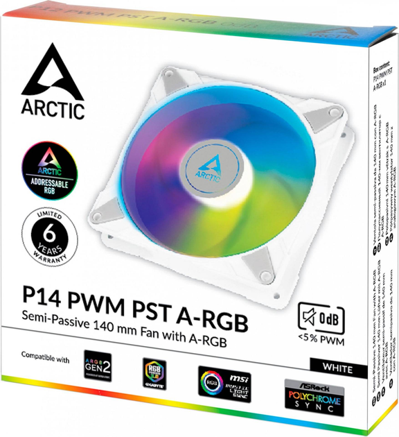 Wentylator Arctic P14 PWM PST A-RGB 140mm Biały (ACFAN00276A) - obraz 4