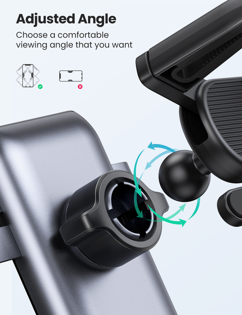 Samochodowy uchwyt do telefonu Ugreen LP274 Gravity Phone Holder for Round Air Vent Black (6957303834013) - obraz 6