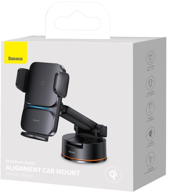 Автомобільний тримач із бездротовою зарядкою Baseus 15 Вт Alignment Car Mount Black (CGZX000101) - зображення 11