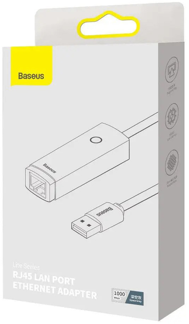 Adapter Baseus Lite Series USB to RJ-45 Ethernet 1000 Mb/s (WKQX000113) - obraz 11