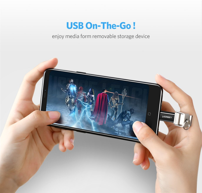 Adapter Ugreen US157 USB Type-C to microUSB OTG Adapter Black (6957303833917) - obraz 4