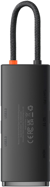 USB-хаб Baseus Lite Series 6-Port Multifunctional HUB USB Type-C - 2xUSB 3.0 / USB Type-C PD / HDMI 1.4 / SD / TF Black (WKQX050101) - зображення 2