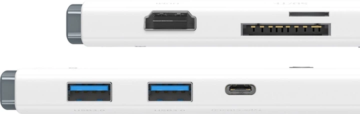 USB-хаб Baseus Lite Series 6-Port Multifunctional HUB USB Type-C - 2xUSB 3.0 / USB Type-C PD / HDMI 1.4 / SD / TF White (WKQX050102) - зображення 5