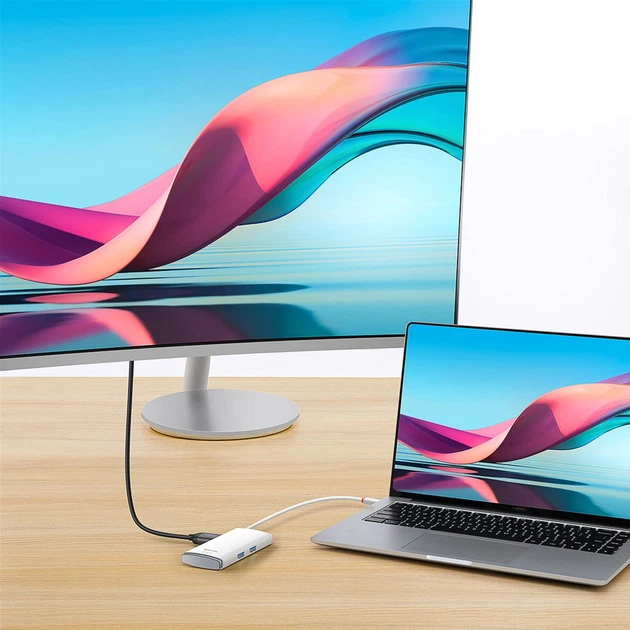 USB-хаб Baseus Lite Series 6-Port Multifunctional HUB USB Type-C - 2xUSB 3.0 / USB Type-C PD / HDMI 1.4 / SD / TF White (WKQX050102) - зображення 8
