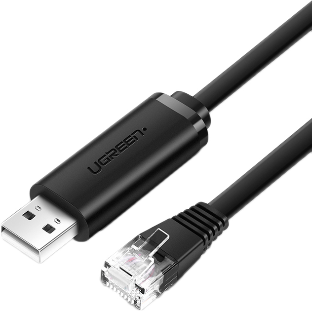 Кабель Ugreen CM204 USB Type-A to RJ-45 Console Cable 1.5 м Black (6957303857739) - зображення 1