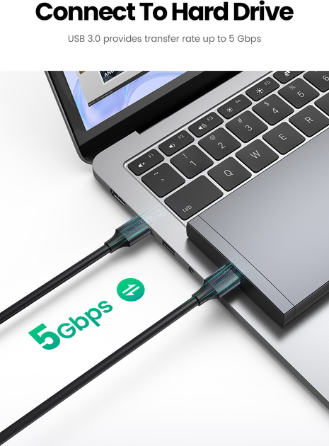 Kabel Ugreen US128 USB Type-A 3.0 2 m Black (6957303813711) - obraz 4