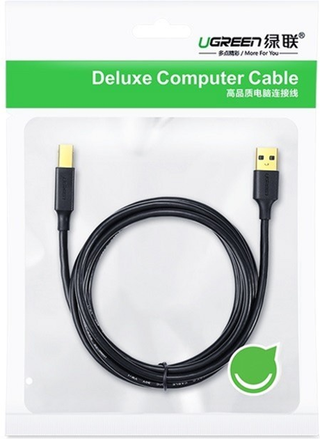 Kabel Ugreen US135 USB 2.0 AM to BM Print Cable 3 m Black (6957303813513) - obraz 3