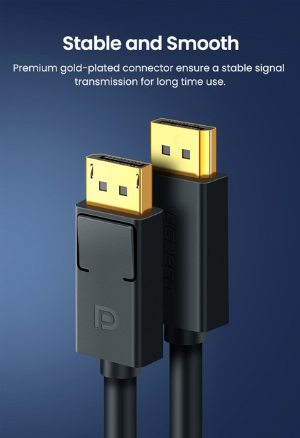 Kabel Ugreen DP102 DP 1.2 Male to Male Cable 1 m Black (6957303812448) - obraz 4