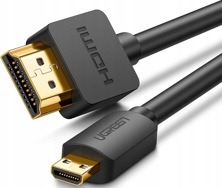 Kabel Ugreen HD127 micro HDMI to HDMI v2.0 UltraHD 4K-3D 3 m Black (6957303831043) - obraz 2
