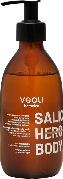 Гель для миття тіла Veoli Botanica Salic Hero Body очищення та відлущування 280 мл (5904555695467) - зображення 1