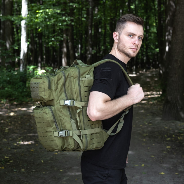 Військовий Тактичний рюкзак 36 л Хакі Warrior Assault Laser Cut 36L Olive з системою MOLLE Армійський Штурмовий - зображення 2