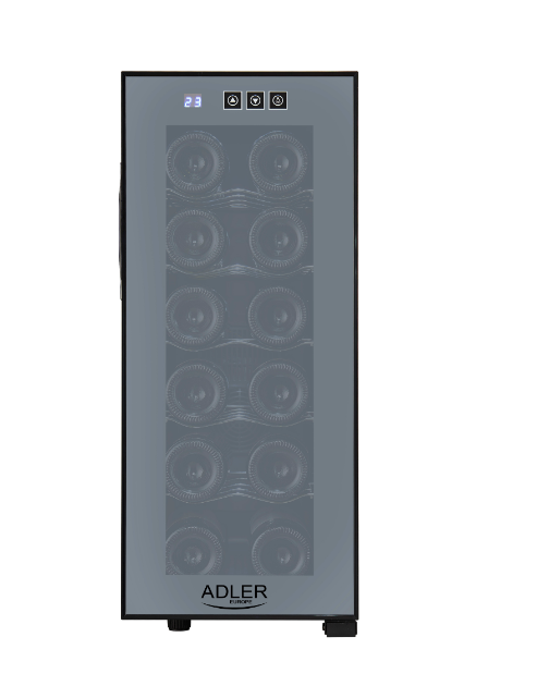 Винний холодильник Adler AD 8083, 33 л, на 12 пляшок, 12–18°C, термоелектричне охолодження, сенсорне керування, LED-підсвітка, чорний - изображение 10